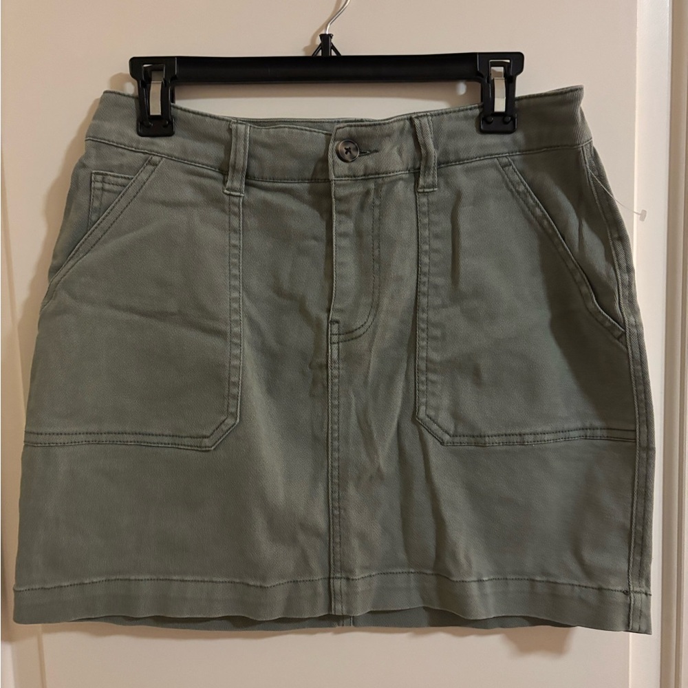Faherty Olive Green Mini Skirt 100% Organic Cotton, Medium